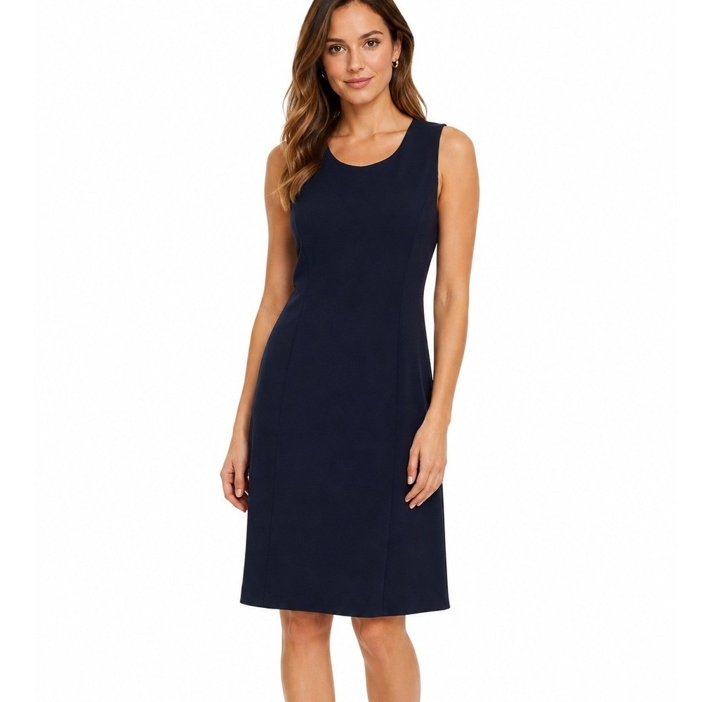 Lands' End Navy Sleeveless Sheath Dress Workwear Office Career Classic | Size 12